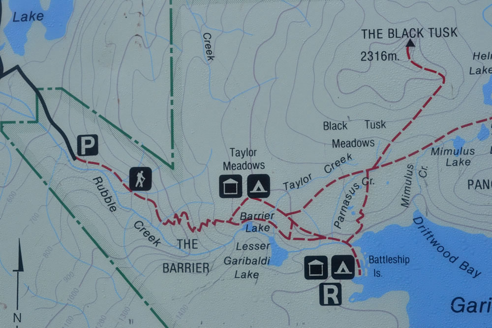 Mapa trekking Garibaldi Provincial Park