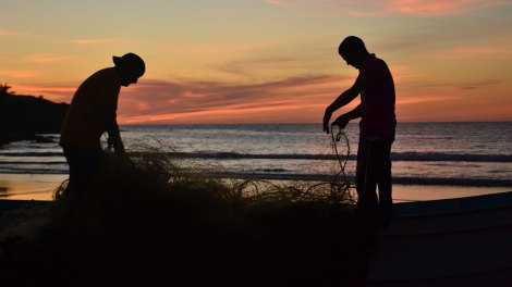 Pescadores al atardecer