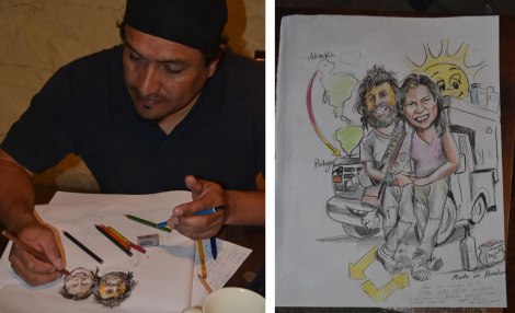 Edgar nos hizo una increíble caricatura. La idea era dibujarla en la camper, pero como voló el tiempo, la hizo sobre papel. Gracias amigo!