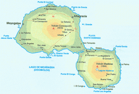 Mapa Isla de Ometepe
