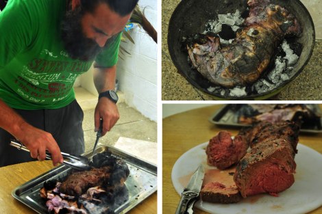 Y Vic se lució con un filete en paño de vino, directo a las brasas!