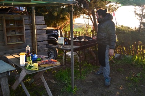 Inagurando el disco que nos regalaron nuestros amigos en Rungue
